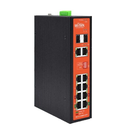 Wi-Tek 8GE2COMBO SFP Fiber Uplink - Hurtig & Stabil Netværksforbindelse | Varenummer: WI-PS310GF-I V2
