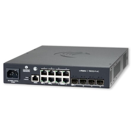 Køb Cambium Networks cnMatrix Switch TX1012-P-AC - Effektiv, Pålidelig og Smart Netværksløsning! Varenummer: MXTX1012GXPB00