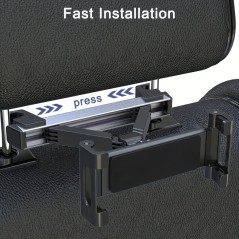 Tablet Holder for Car – 360° Rotating & Extendable – Headrest Mount