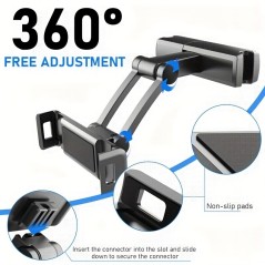 Premium Car Tablet Holder – Adjustable Headrest Mount | 4.7–12.3"
