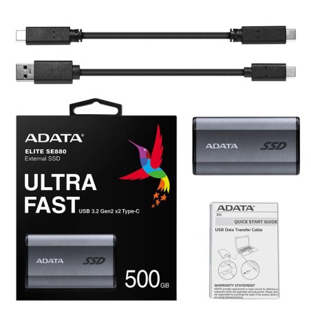 ADATA SE880 500GB USB 32 Gen 2x2 - Lynhurtigt Solid State-drev til Optimalt Ydeevne!