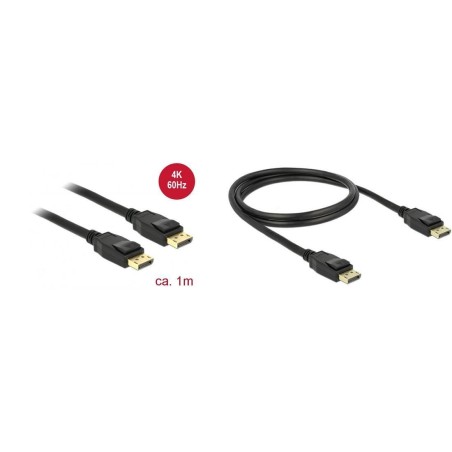 DeLOCK DisplayPort Han - DisplayPort Han 1 m Sort | Kvalitetsforbindelse til Optimal Ydeevne - Varenummer: 4043619838059