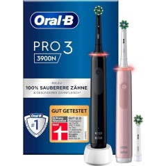 Oral-B Pro 3 3900N BlackPink - Effektiv Tandbørste med 2 Raktka | Optimal Rensning & Sund Mundhygiejne