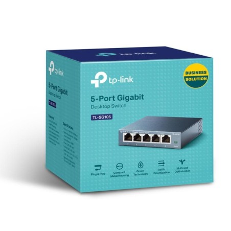 "5-Port Gigabit Switch - Højhastigheds Ethernet Hub i Metal | Varenummer: 6935364021146"