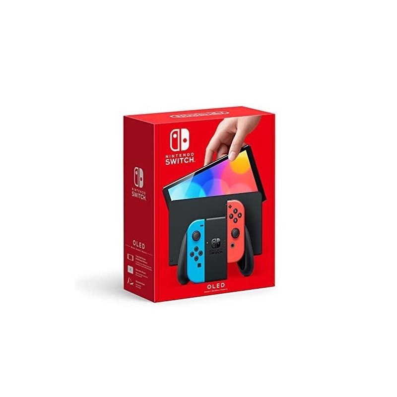 Nintendo Switch OLED - Spilkonsol - sort, neonrød, neonblå Nintendo Switch OLED - Spilkonsol - sort, neonrød, neonblå