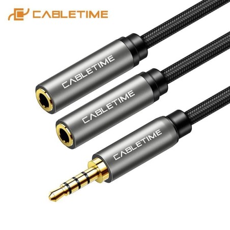 Cabletime Minijack Y splitter, 3,5mm,