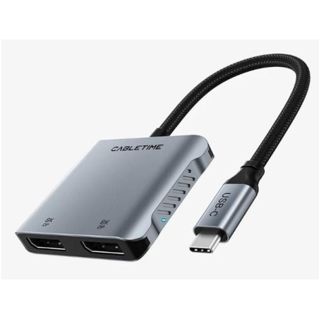 Cabletime 8K USB C Til Dobbelt DP HUB