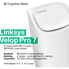 Linksys VELOP Pro 7 Wi-Fi-system - Hurtig og Stabil Internetdækning til Dit Hjem | Varenummer: 4260184674817