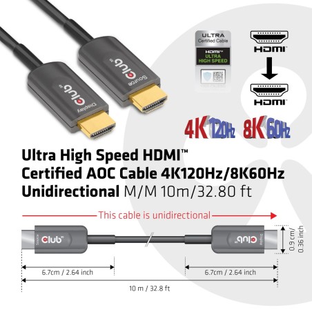 Club 3D CAC-1376 HDMI-kabel 10m Sort - Kvalitetskabler til Optimal Ydelse!