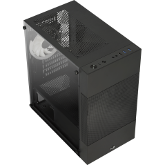 AeroCool Atomic Lite Tower Micro ATX - Elegant Sort Design til Optimal Kylning og Bedre PC-ydelse!