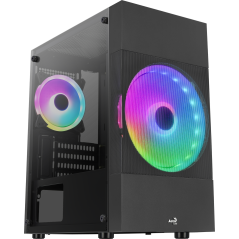 AeroCool Atomic Lite Tower Micro ATX - Elegant Sort Design til Optimal Kylning og Bedre PC-ydelse!