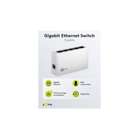 Goobay 5-Port Gigabit Switch - Hurtig og Pålidelig Netværksløsning i Hvid | Varenummer: 4040849645631
