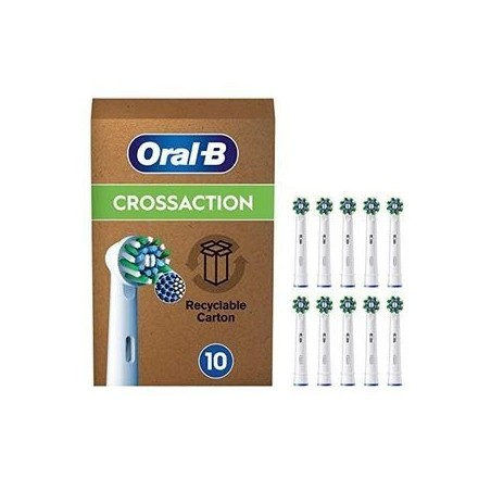 Oral-B Pro CrossAction Børstehoveder Hvid - 10 stk. - Optimal Rengøring & Frisk Ånde!