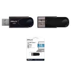 PNY Attach 4 16GB USB 2.0 USB Stick - Praktisk, Hurtig & Elegant Sort Design - Varenummer: 3536401519362