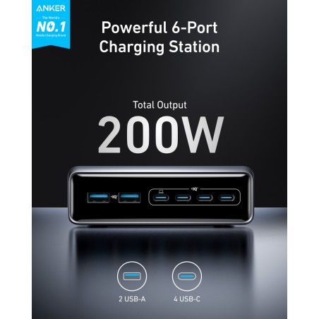 Anker Prime Adapter 200W 4xUSB-C & 2xUSB-A - Effektiv Opladning til Dit Liv!