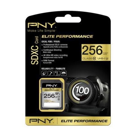 PNY SDXC 256GB ELITE PERF. CLASS10 - Hukommelseskort
