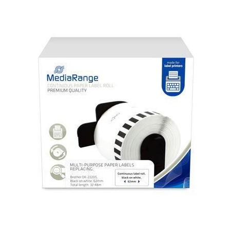 MediaRange Continuous Paper Label MRBDK22205 - Høj Kvalitet, Nem påføring, Perfekt til Kontoret