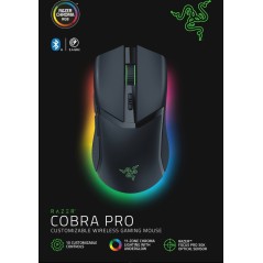 Razer Cobra Pro Optisk Trådløs Mus - Sort | Præcision & Komfort i Ét Design - Varenr: 8886419334125