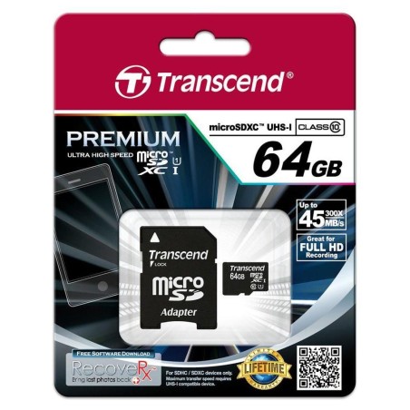 Transcend SDHC Micro UHS-1 64GB Class 10 - TS64GUSDU1