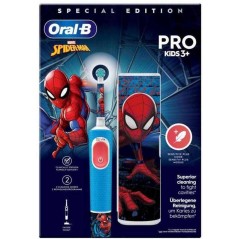 "Oral-B Vitality Pro Kids 3 Elektrisk Tandbørste - Spider-Man Etui - Sjov og Effektiv Tandpleje til Børn!"