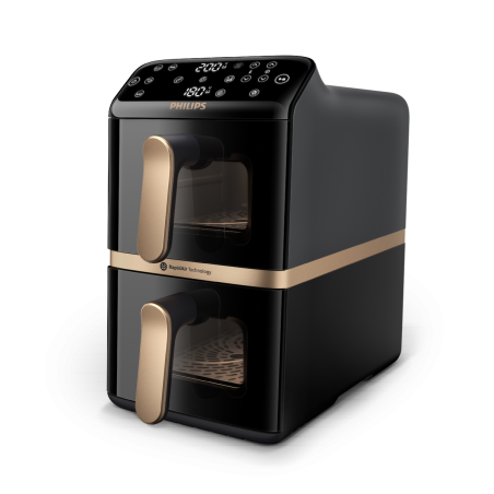 Philips 4000 Series NA462 Dobbelt Varmluftssteger 275kW - Effektiv, Sort og Stilfuld Madlavning!