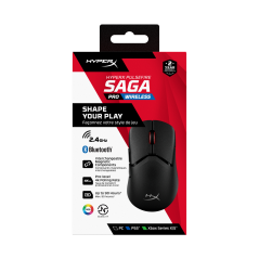 HyperX Pulsefire Saga Pro Optisk Trådløs Mus - Hurtig Respons, Ergonomisk Design, Sort - Varenr. 0198415001658