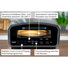 Unold Pizzaofen Enzo 68916 - Kraftfuld 2100W Pizzaovn i Sølv til Perfekte Pizzaer!