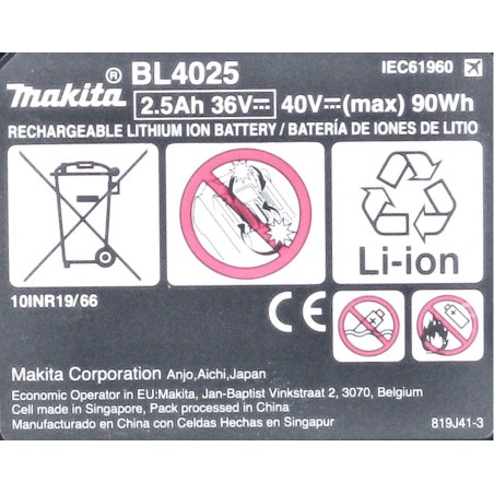 Makita XGT BL4025 Batteri Li-ion 2.5Ah