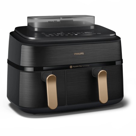 Philips 5000 Series NA552 Dobbelt Varmluftssteger 275kW - Sort Rustfrit Stål til Perfekte Retter!