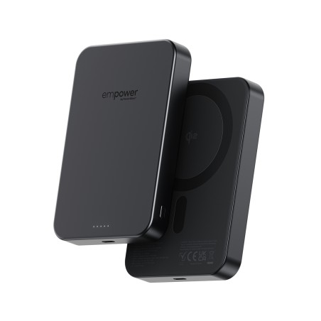 Empower by PanzerGlass Powerbank - Trådløs Opladning 10000mAh i Space Black - Smart og Praktisk Energiløsning!