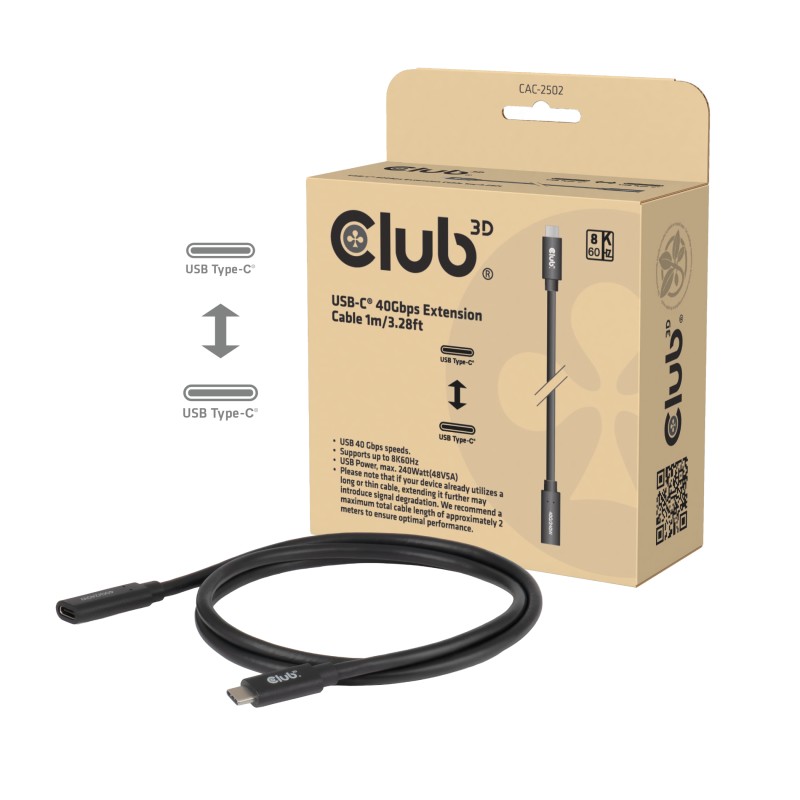 CLUB3D CAC-2502 USB-C to USB-C 1m Sort CLUB3D CAC-2502 USB-C to USB-C 1m Sort