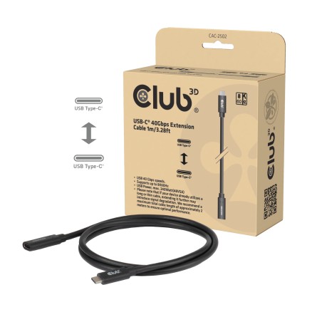Køb CLUB3D CAC-2502 USB-C Kabel 1 m - Sort | Hurtig Dataoverførsel & Holdbar Kvalitet - Varenummer: 8719214473723