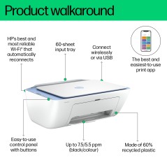 HP DeskJet 2822e All-in-One Blækprinter - Effektiv, Kompakt & Brugervenlig til Hjemmet - Varenummer: 0196337820456