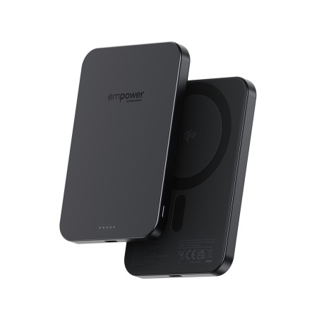 Empower By PanzerGlass Trådløs Power Bank 5000mAh 15W - USB-C - Space Black - Oplad Din Enhed Hurtigt og Effektivt!