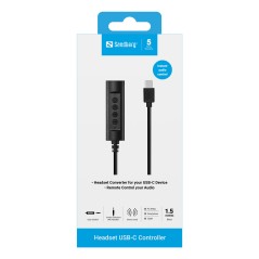 Sandberg Headset USB-C Controller, 1.5m