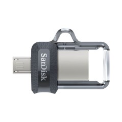 SanDisk Ultra Dual 64GB USB 3.0 & micro USB - Hurtig, Pladsbesparende, Sort/Sølv - Varenr. 0619659149642