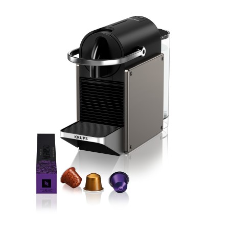 Krups Nespresso Pixie XN306T Kaffemaskine Titan - Eksklusiv Kaffeoplevelse i Kompakt Design!