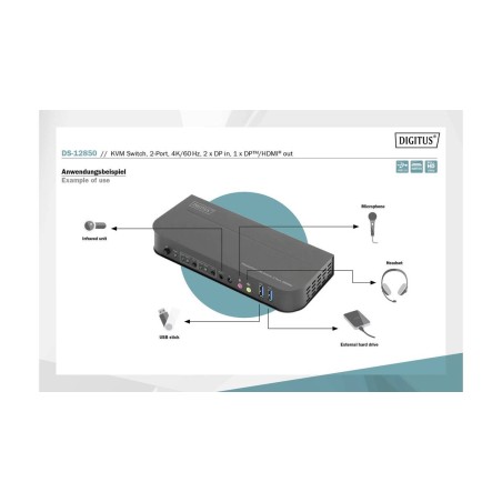 Køb DIGITUS DS-12850 KVM Audio USB Switch Desktop - Effektiv och Brugervenlig Løsning til Dine Enheder