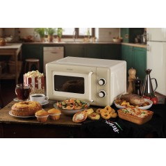 Ariete Vintage Mikroovn 800W – Fritstående 20L i Beige | Elegance og Funktionalitet til Dit Køkken
