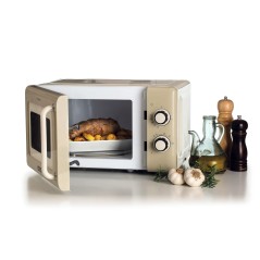 Ariete Vintage Mikroovn 800W – Fritstående 20L i Beige | Elegance og Funktionalitet til Dit Køkken