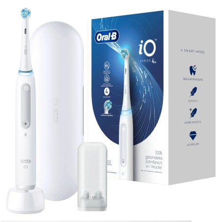 Oral-B iO Series 4 Hvid Roterende Tandbørste – Effektiv, Skånsom og Intelligent Tandpleje til Voksne!