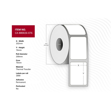 Capture Label 102 x 76mm, Core 76mm – CA-880026-076