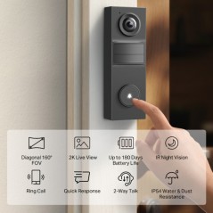 TP-Link Tapo D205 Video-Samtalesystem 3 MP - Sort | Sikkerhed og Stil i Én Løsning