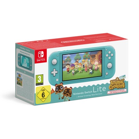 Nintendo Switch Lite Animal Crossing Konsol - 14 cm, 32 GB, Berringsskærm, Wi-Fi, Turkis - Spil med stil!