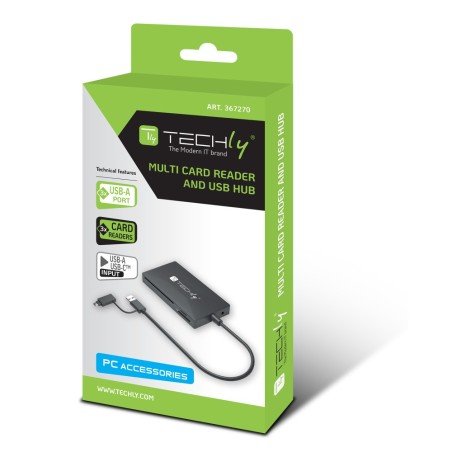 Techly Card Reader and Hub USB A/C
