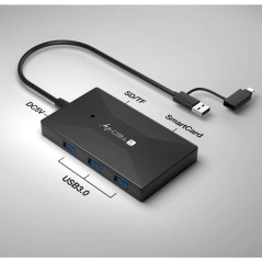 Techly Card Reader and Hub USB A/C - IUSB-CARD-AC582