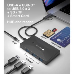 Techly Card Reader and Hub USB A/C - IUSB-CARD-AC582