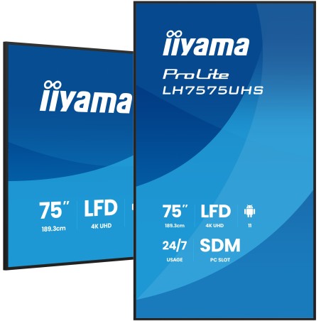 iiyama 75" 3840x2160 UHD IPS panel - 4K skærm
