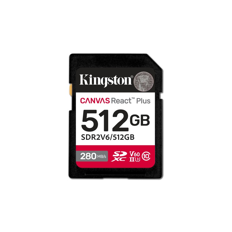Kingston Canvas React Plus SDXC UHS-II Memory Card 512GB 280MB/s Kingston Canvas React Plus SDXC UHS-II Memory Card 512GB 280MB/s