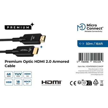 MicroConnect Premium Optic HDMI Cable 50m